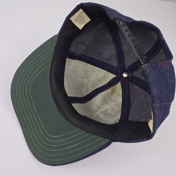 RARE Vintage 90s Skoal Chewing Tobacco Denim Snapback Hat Multi Color Stitch - Picture 7 of 9